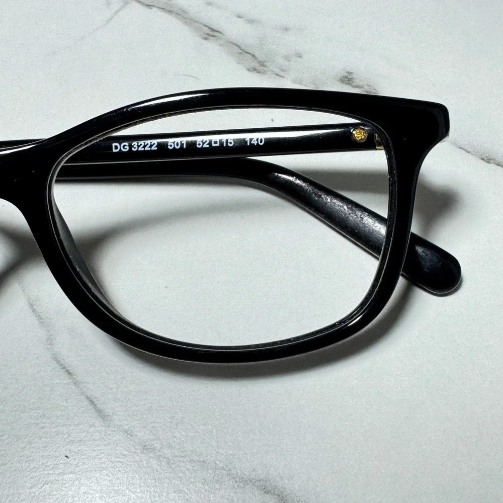 Dolce & Gabbana DG 3222 501 Black Gold Rectangular Eyeglass Frames 52-15-140